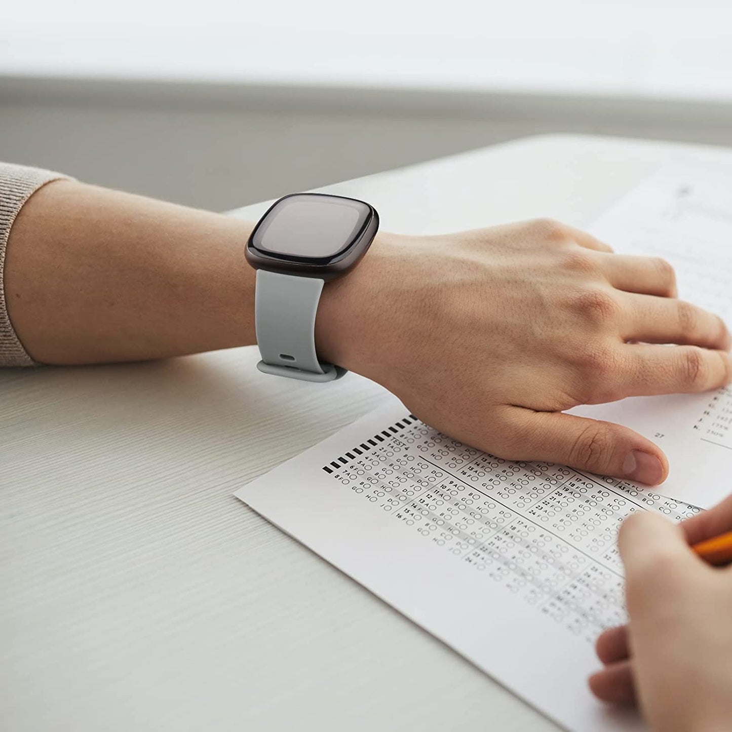 3 Pack Silicone Bands for Fitbit Sense Bands Fitbit Versa 3 Bands Women Men, Classic Soft Sport Bands Replacement Wristbands for Fitbit Sense/Versa 3 Smart Watch (Black/White/Gray, Large)  Amzpas   