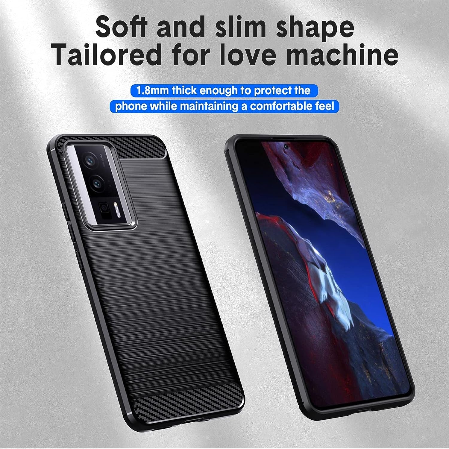 Natbok Compatible with Xiaomi Poco F5 Pro Case, Flexible TPU [Brushed Texture] [Anti-Slip] Shockproof Military Protection Bumper Phone Case,Slim Case Cover Compatible with Poco F5 Pro,Black  Natbok   