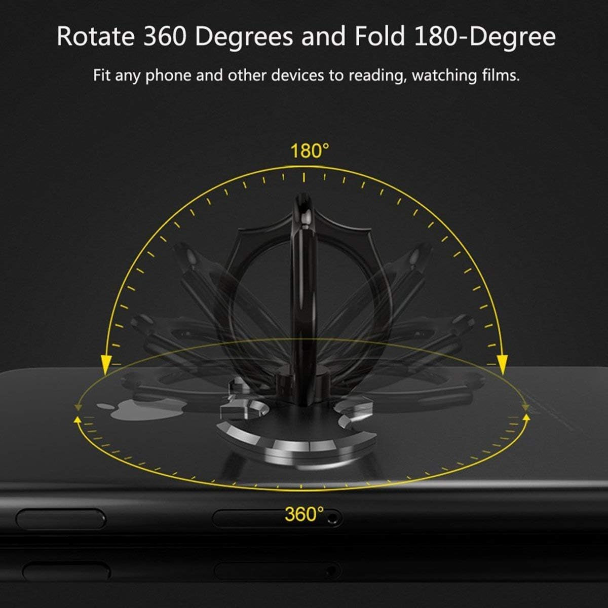 NILSTOREY Cell Phone Ring Holder, Bat 360° Rotation Ring Stand Holder, Metal Finger Grip Kickstand for Iphone, Samsung, Smartphones and Ipads (Black)  NILSTOREY   