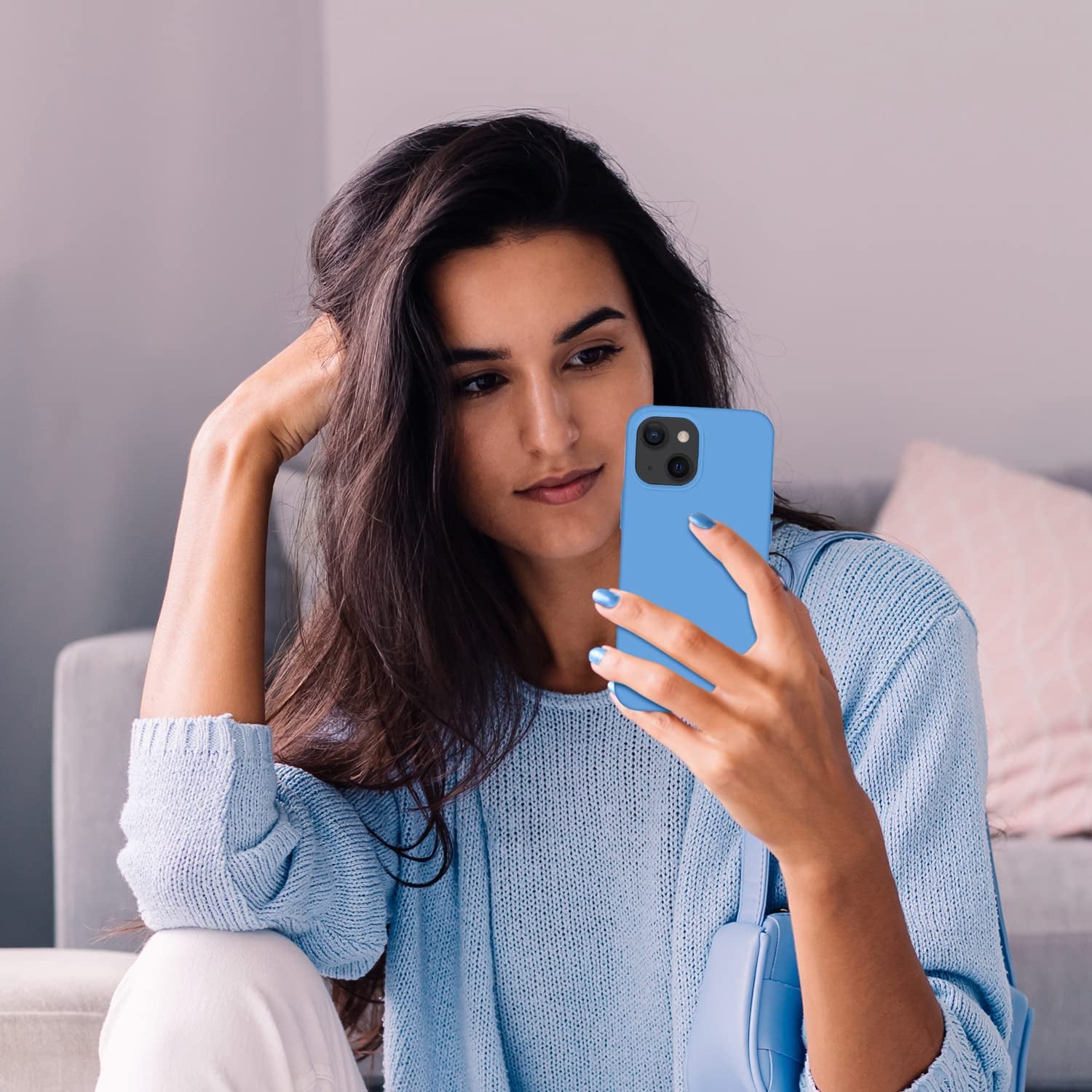 Cordking Designed for Iphone 13 Case, Iphone 14 Case, Silicone Ultra Slim Shockproof Protective Phone Case with [Soft Anti-Scratch Microfiber Lining], 6.1 Inch, Blue  Cordking   