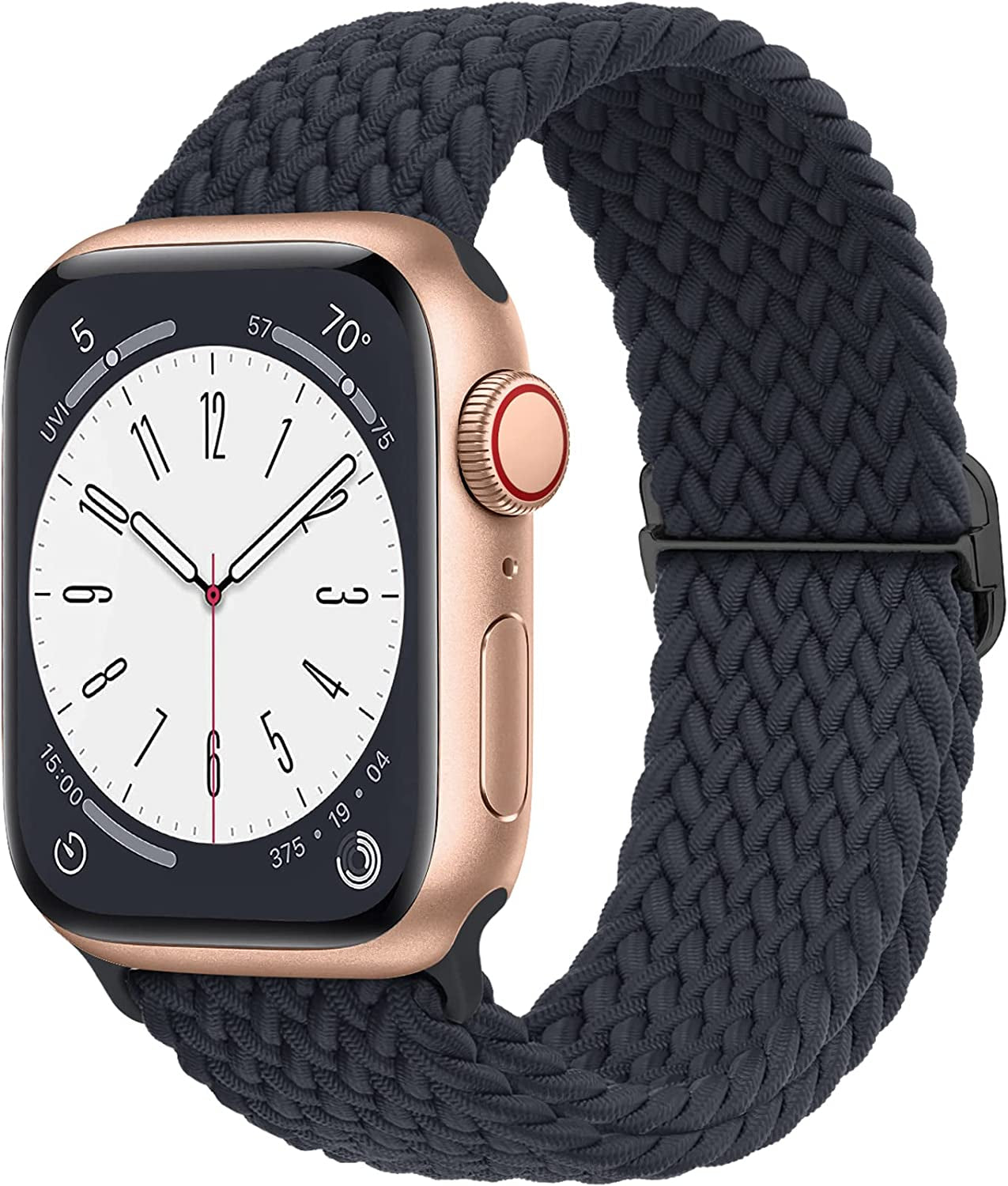 Merlion Stretchy Braided Solo Loop Compatible with Apple Watch Band 38Mm 40Mm 41Mm 42Mm 44Mm 45Mm 49Mm, Sports Adjustable Elastic Straps for Iwatch  Merlion Charcoal 42MM/44MM/45MM/49MM 