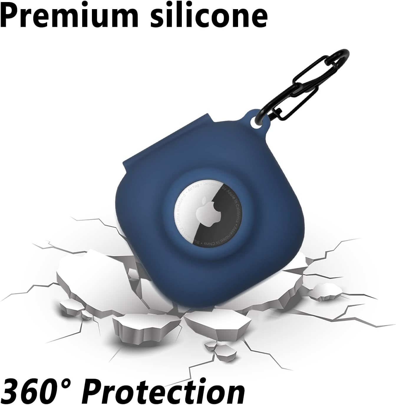 Geiomoo 2 in 1 Silicone Case Compatible with Beats Fit Pro and Air Tag, Protective Cover with Carabiner (Navy Blue)  Geiomoo   