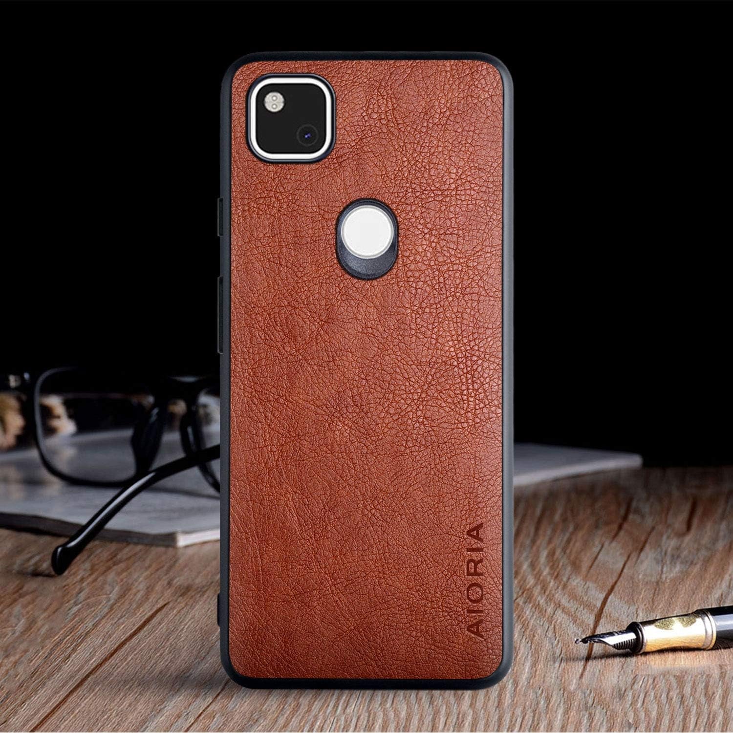 AIORIA for Google Pixel 4A Case (Not Fit 4A 5G), 5.81 Inch Premium PU Leather Cover Retro Business Design Full Protective Case for Google Pixel 4A (Brown)  AIORIA   