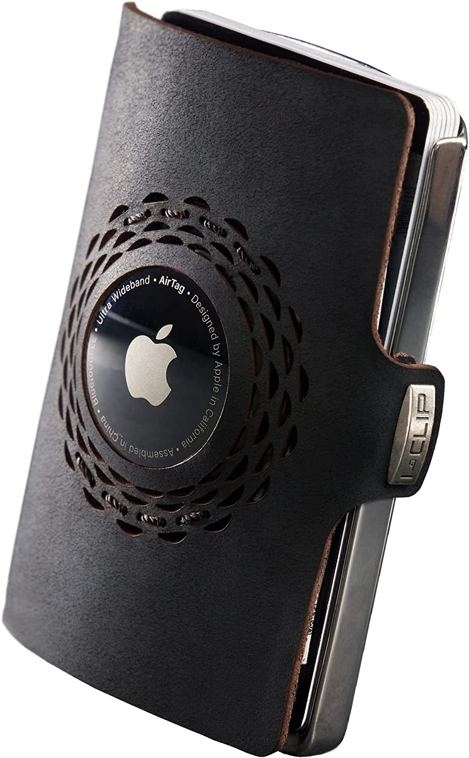 I-CLIP Original for Apple Airtag with Moneyclip - Wallet - Slim Wallet - Wallet Compatible with Airtag - Men - Silver Black  Flux Design GmbH Steel Polished Black  