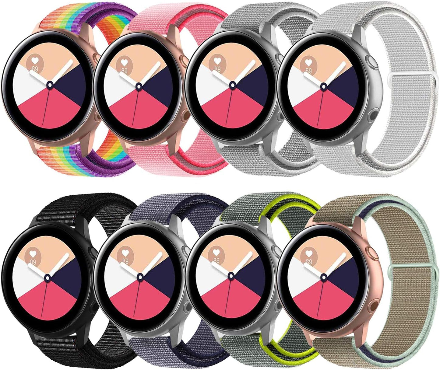 Morsey 20Mm Quick Release Watch Band Compatible with Samsung Galaxy Watch Active 2 40Mm 44Mm/ 42Mm/Pebble/Gizmo/Ticwatch Smart Watch, Nylon Breathable Replacement Sport (Black)  Morsey 3P-8  