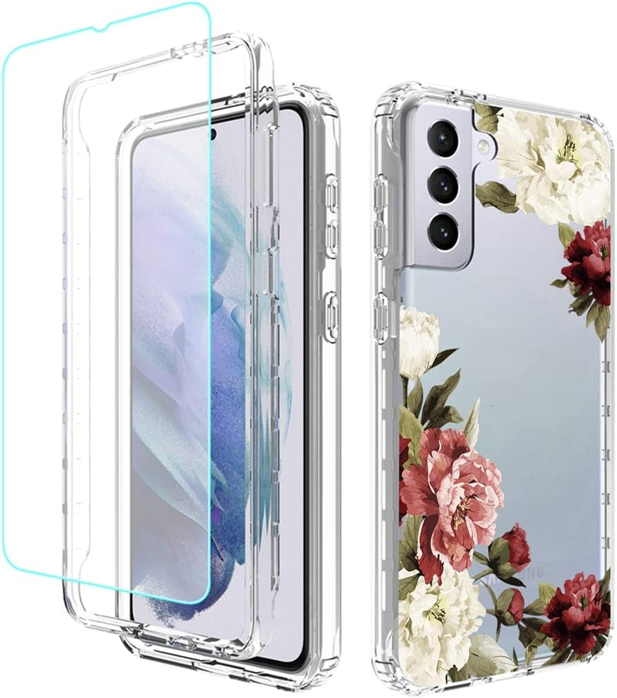 Tothedu Case for Galaxy S21 plus 5G 6.7" Case, Samsung S21 plus (2021) Phone Case, Shock Absorption Dual Layer Heavy Duty Protective Cover Rugged Cases for Samsung Galaxy S21 plus (Purple/Marble)  Tothedu 3In1 Flower  
