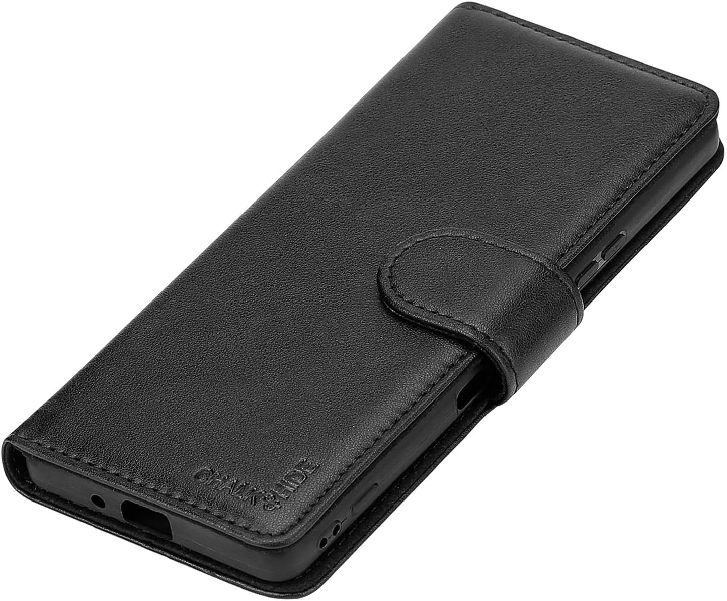 Chalk & Hide - Real Leather Book Wallet Case Cover for Sony Xperia 1 III (2021), Real Leather Design with Card Slot, Magnetic Closure and Built in Stand - Black  32ndShop   