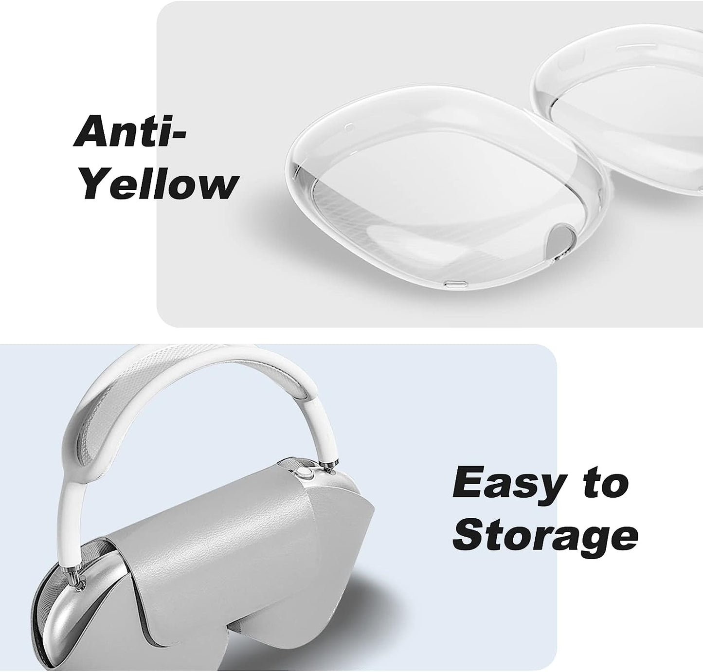 Foweroty Case Cover for Airpods Max, Soft TPU Clear Anti-Scratch Protective Cover for Airpod Max, Transparent Accessories Skin Protector for Airpods Max Headphones (Clear)  Foweroty   