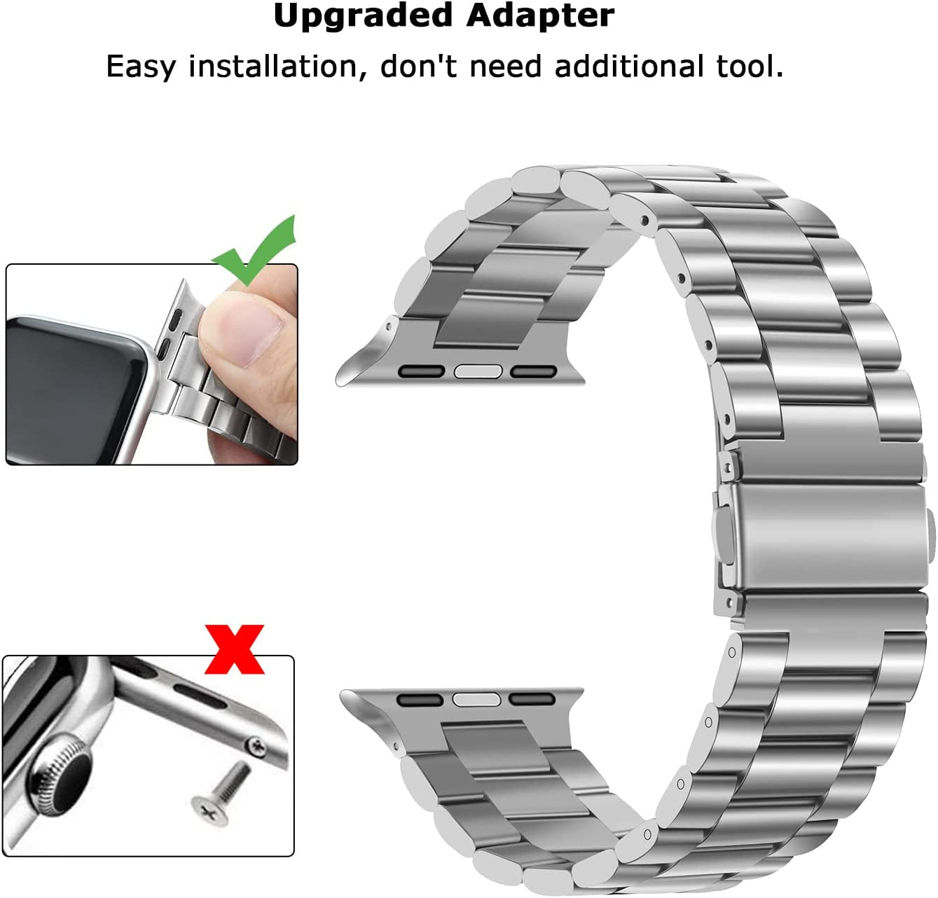 Tasikar Band Compatible with Apple Watch Band 49Mm 45Mm 44Mm 42Mm Premium Stainless Steel Metal Replacement Strap Compatible with Apple Watch Ultra Series 8 7 6 5 4 3 2 1 SE (Silver)  Tasikar   