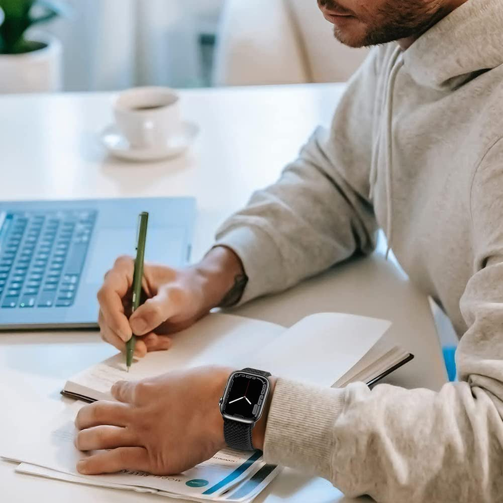 Qimela Compatible with Apple Watch Band 49Mm 45Mm 44Mm 42Mm,Stretchy Sport Solo Loop Strap with Adjustable Buckle,Elastic Nylon Braided Wristband for Iwatch Series 8 7 6 SE 5 4 3 2 1 Ultra,Women Men  FS-TECH   