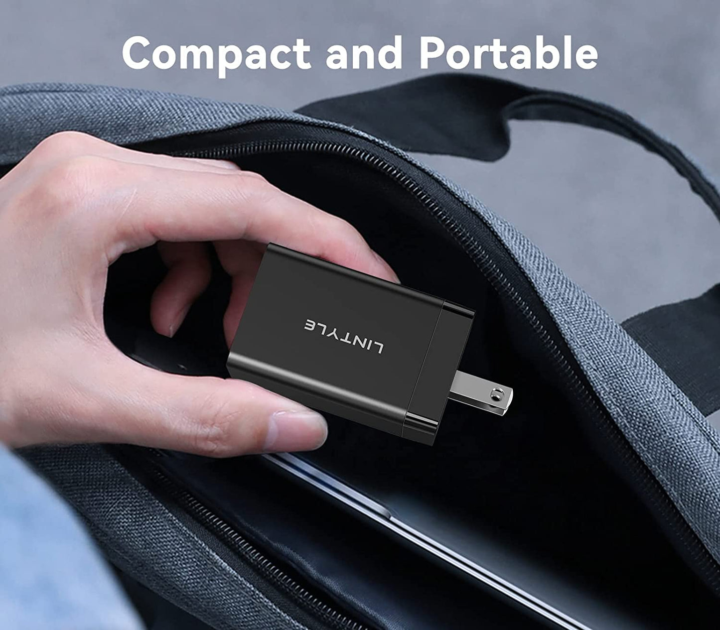 LINTYLE 3-Port USB C Gan Charger 65W PD 3.0 Fast Charger Block USB-C Power Delivery Type C Wall Charger Foldable Adapter for Iphone 14 Pro Max and Macbook Pro/Air, Galaxy S22/S21, Laptop (65W, Black)  LINTYLE   