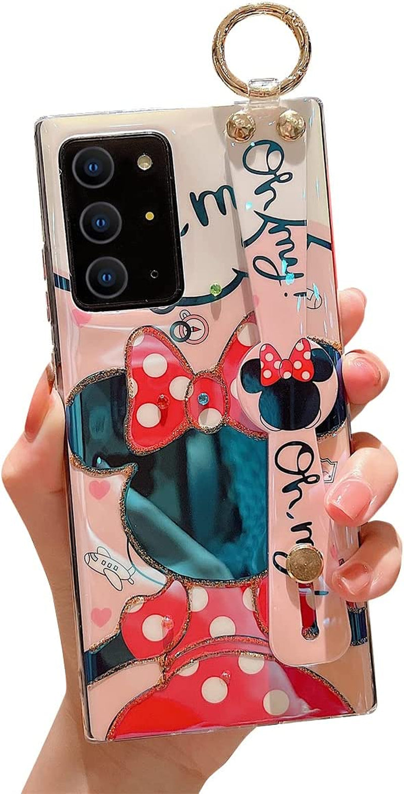 Lastma for Samsung Galaxy Note 20 Ultra Case Cute with Wrist Strap Kickstand Case 5G Glitter Bling Cartoon IMD Soft TPU Shockproof Protective Phone Cases Cover for Girls and Women - Purple Butterfly  Lastma Minnie  