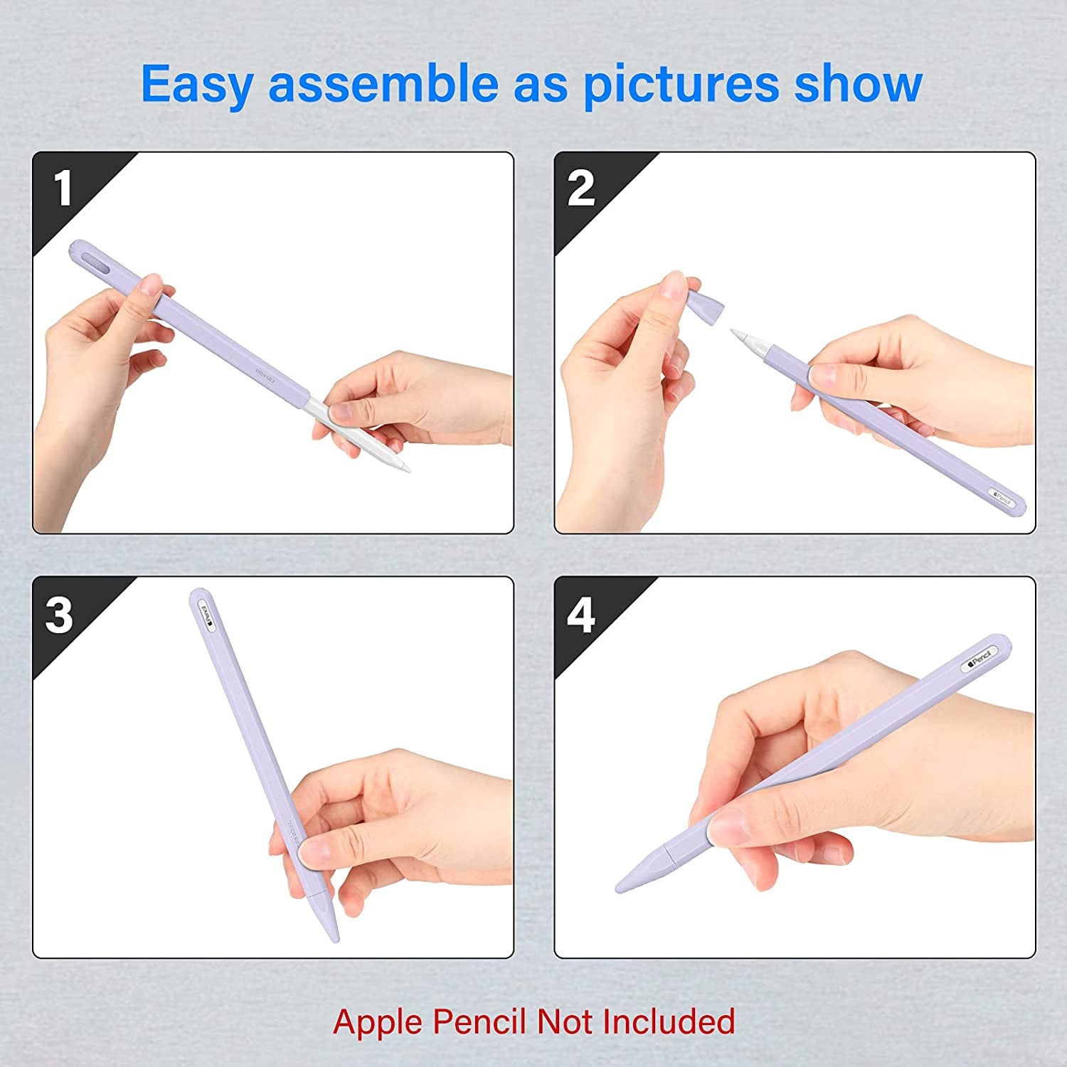 Fintie Silicone Sleeve for Apple Pencil 2Nd Generation, Light Pen Skin Case Cover Soft Protective Pencil Grip Holder with 2 Nib Covers Accessories, Lilac Purple  FINTIE   
