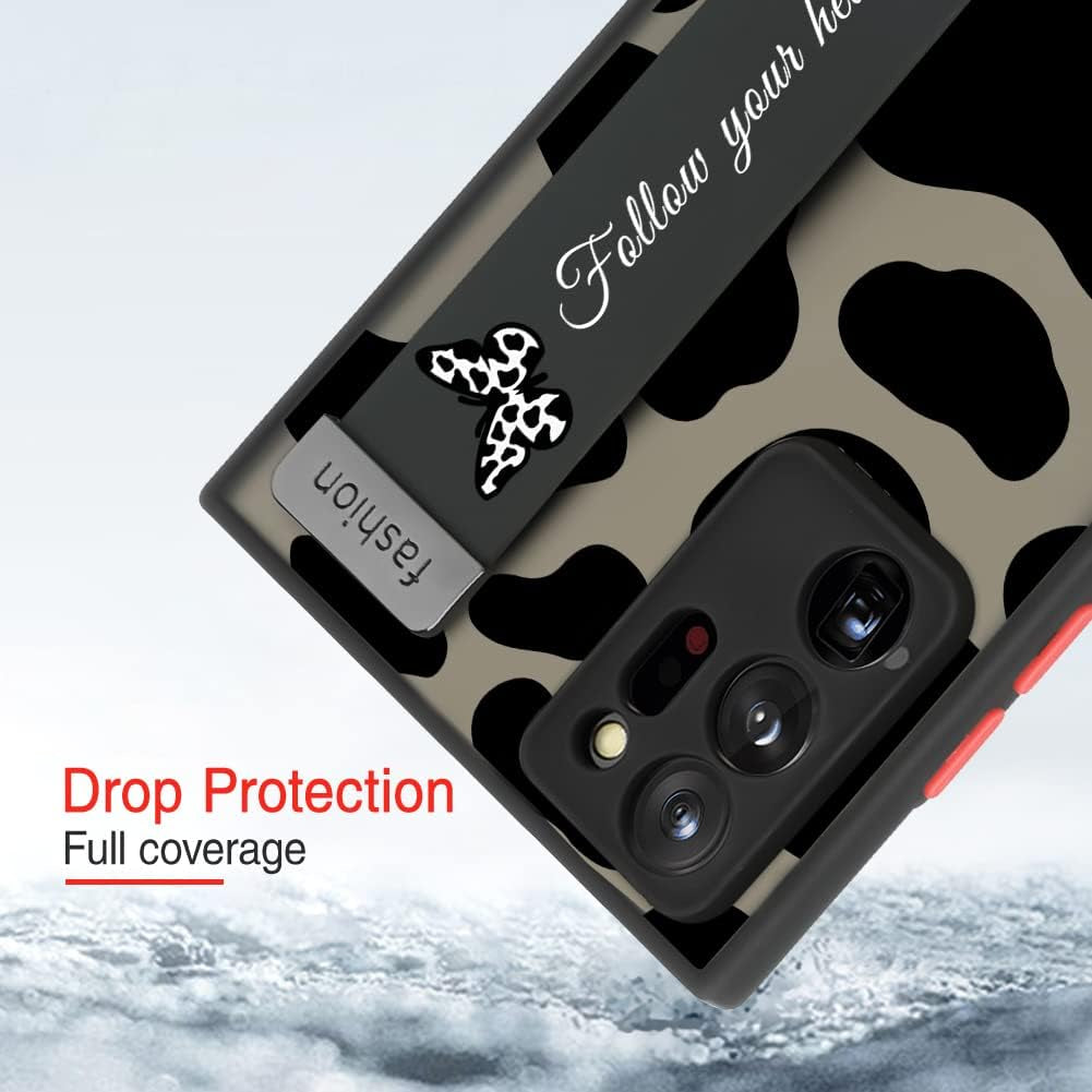 AIGOMARA Compatible Samsung Galaxy Note 20 Ultra Case with Strap Clear Case Cow Print Butterflies Shockproof Protection Soft TPU and Hard PC Back Anti-Scratch Slim Cover for Note 20 Ultra  AIGOMARA   
