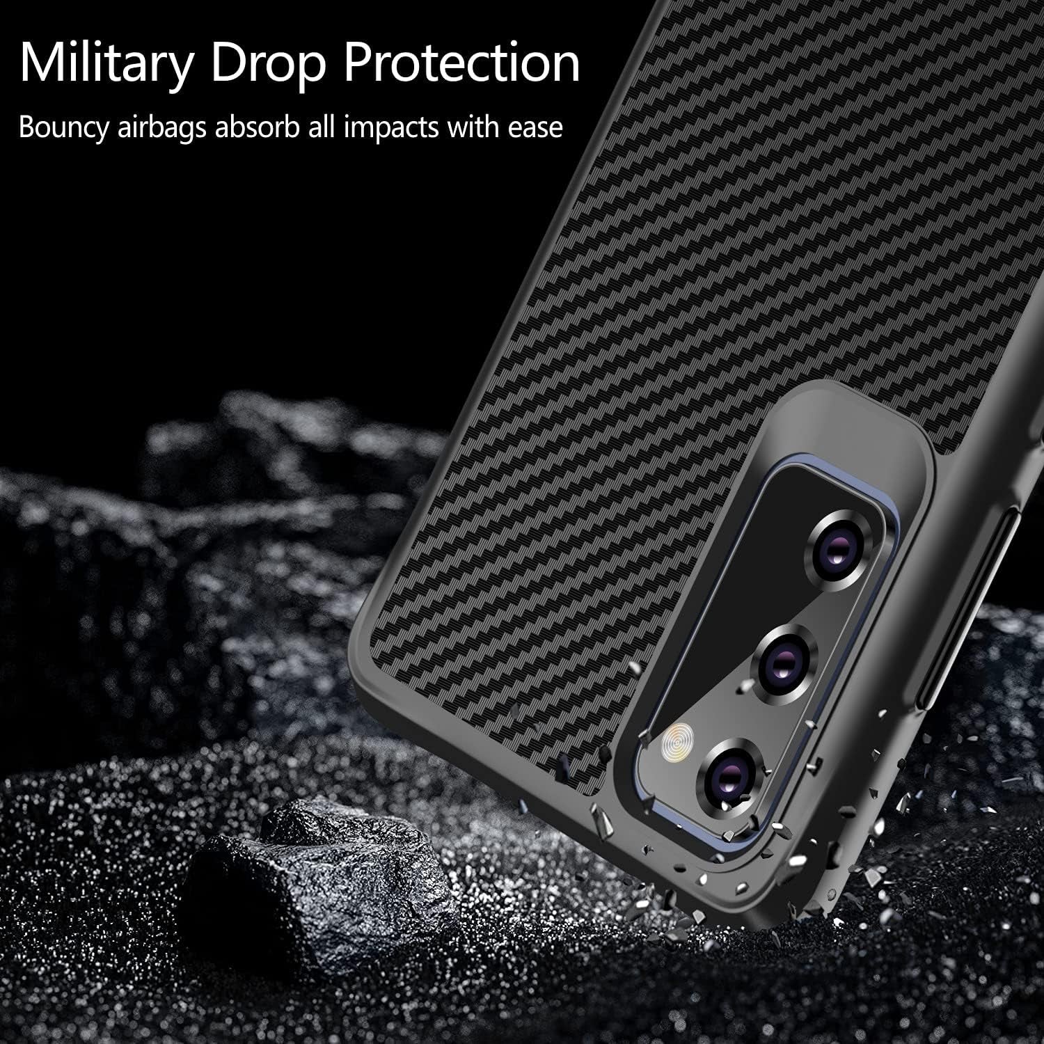 Rayboen Case for Samsung Galaxy S20 FE, Carbon Fiber Design [Military Grade Protection] Heavy Duty Shockproof Protective Case, Anti-Scratch Ultra Slim Cover for Galaxy S20 FE 5G, 6.5 Inch Black  Rayboen   