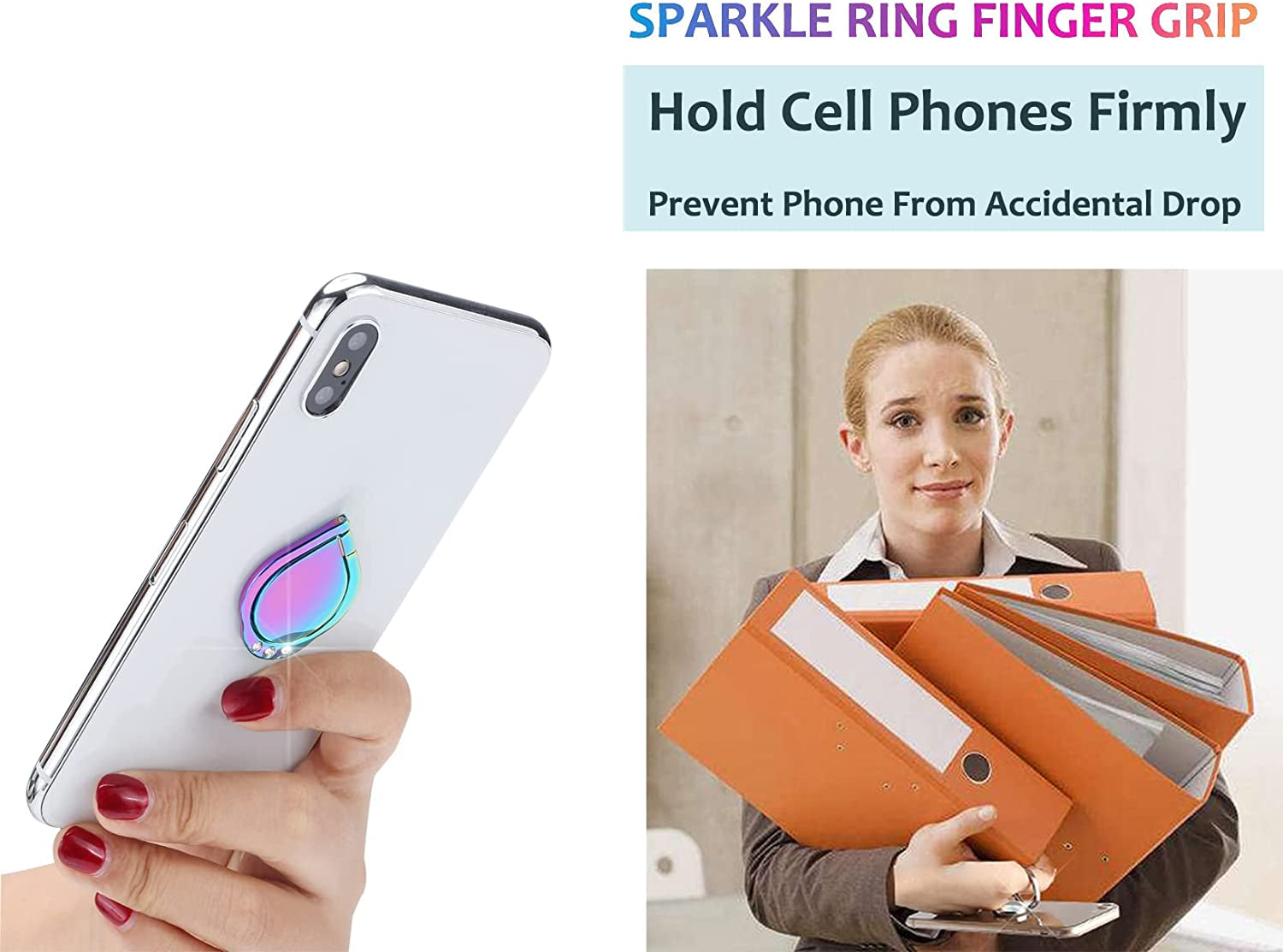 Lenoup Rainbow Sparkle Cell Phone Ring Stand Holder,Glitter Bling Bling Rainbow Ring Grip Kickstand,360 Rotation Finger Ring for Almost All Phones,Pad  lenoup   