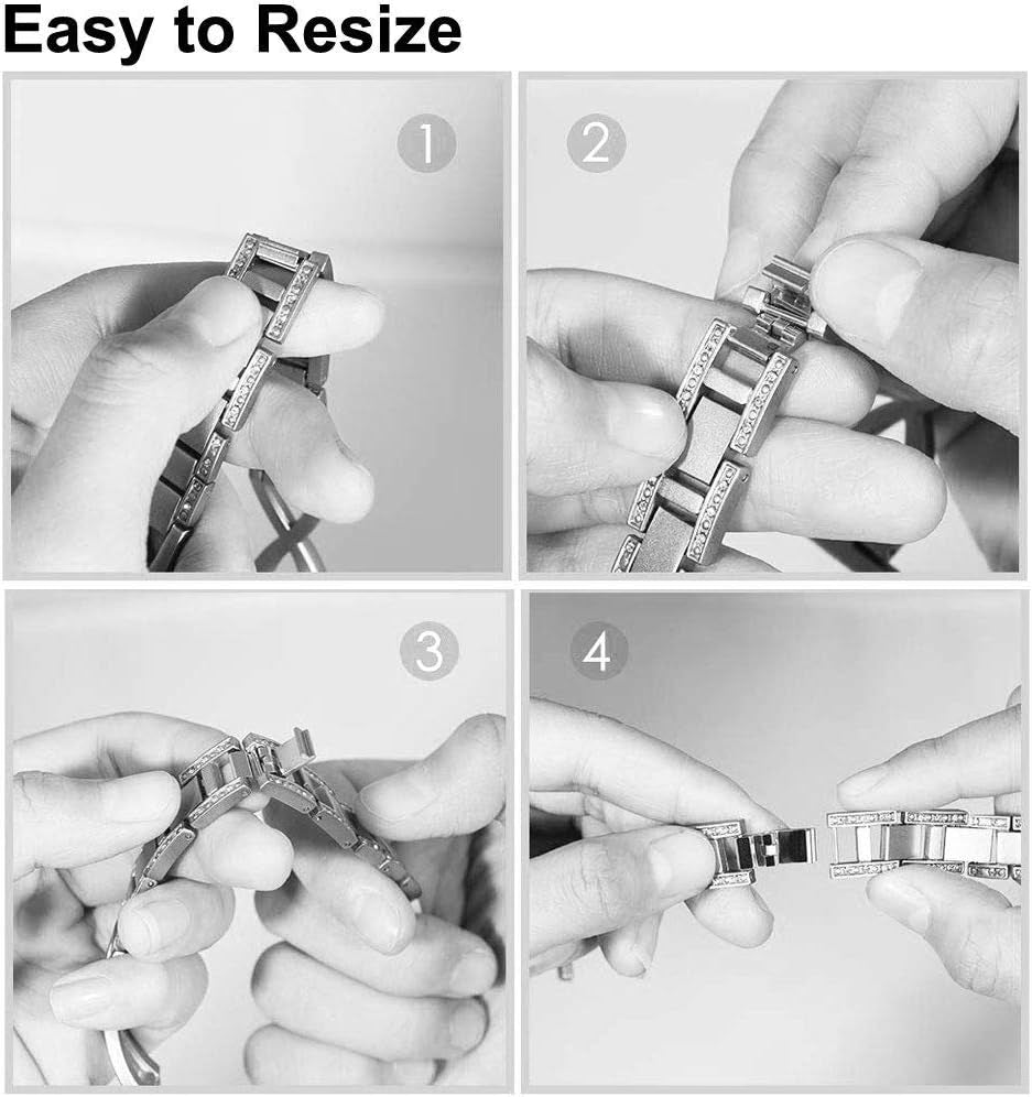 Sankel Compatible for Garmin Venu Sq 2 Music Band,Women 20Mm Metal Replacement Wristband Bracelet Strap for Garmin Venu/Venu Sq/Venu Sq 2 Music,Vivomove Hr,Vivoactive 3,Garmin Move Luxe/Style (Silver)  Sankel   