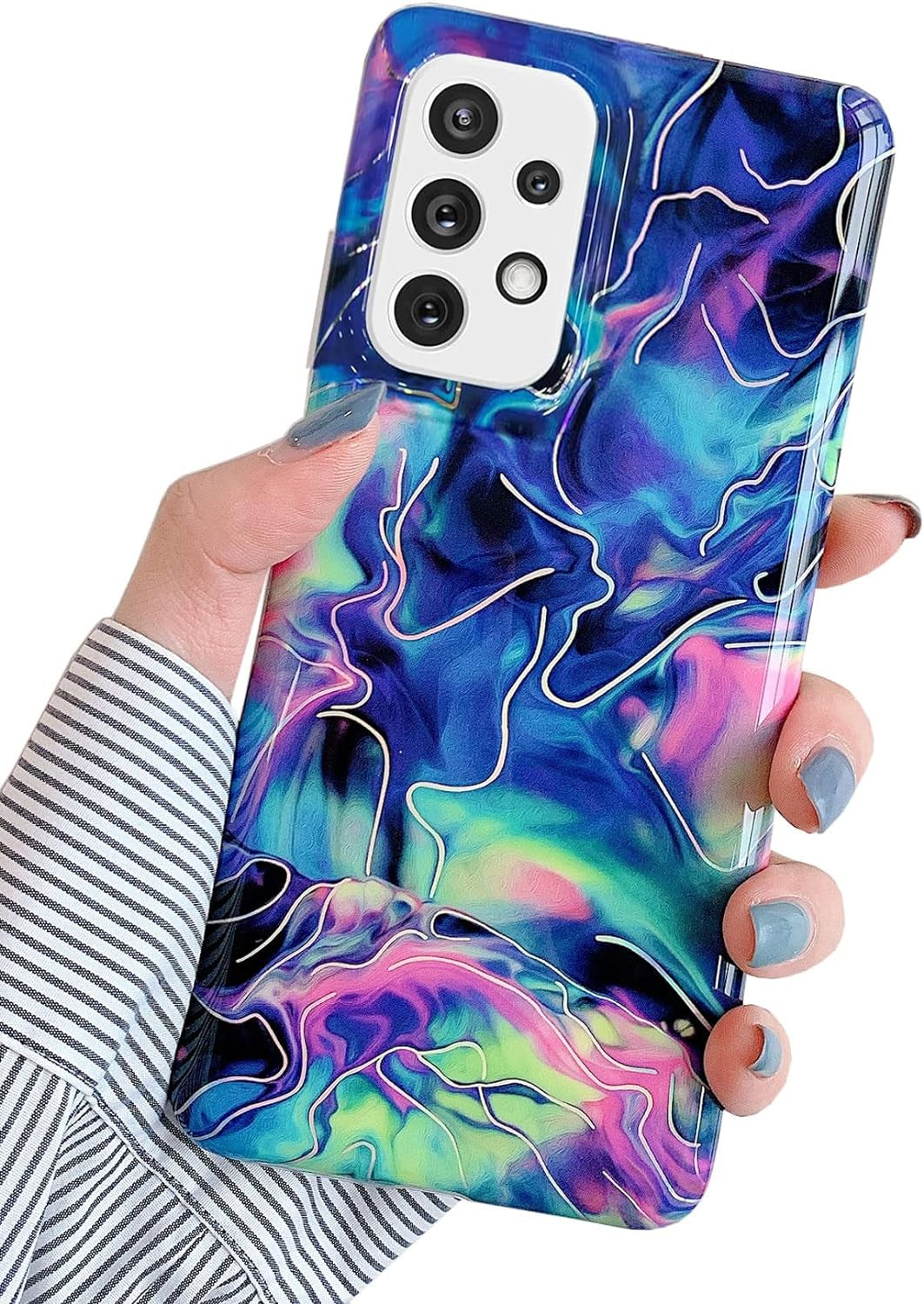 J.West Galaxy A53 5G Case 6.5-Inch, Grey Marble Print Pattern Design Cute Graphics Stone Slim Protective Sturdy Women Girls Soft Silicone Phone Cases Cover for Samsung Galaxy A53 5G 2022  J.west Watercolor  