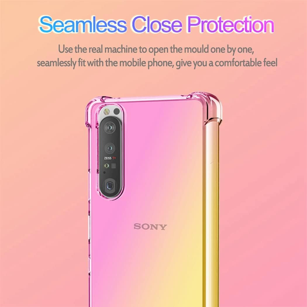 Ueokeird for Sony Xperia 5 Iii/Xperia 5III 5G XQ-BQ72 Case, Clear Cute Gradient Phone Case Slim anti Scratch Flexible TPU Cover Shockproof Protective Case for Sony Xperia 5 III (Pink/Gold)  Ueokeird   