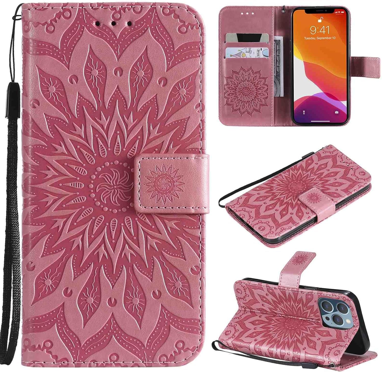 Fansipro Phone Cover Wallet Folio Case for LG V30, Premium PU Leather Slim Fit Cover for LG V30, 2 Card Slots, Exact Fitting, Blue  Fansipro Pink  