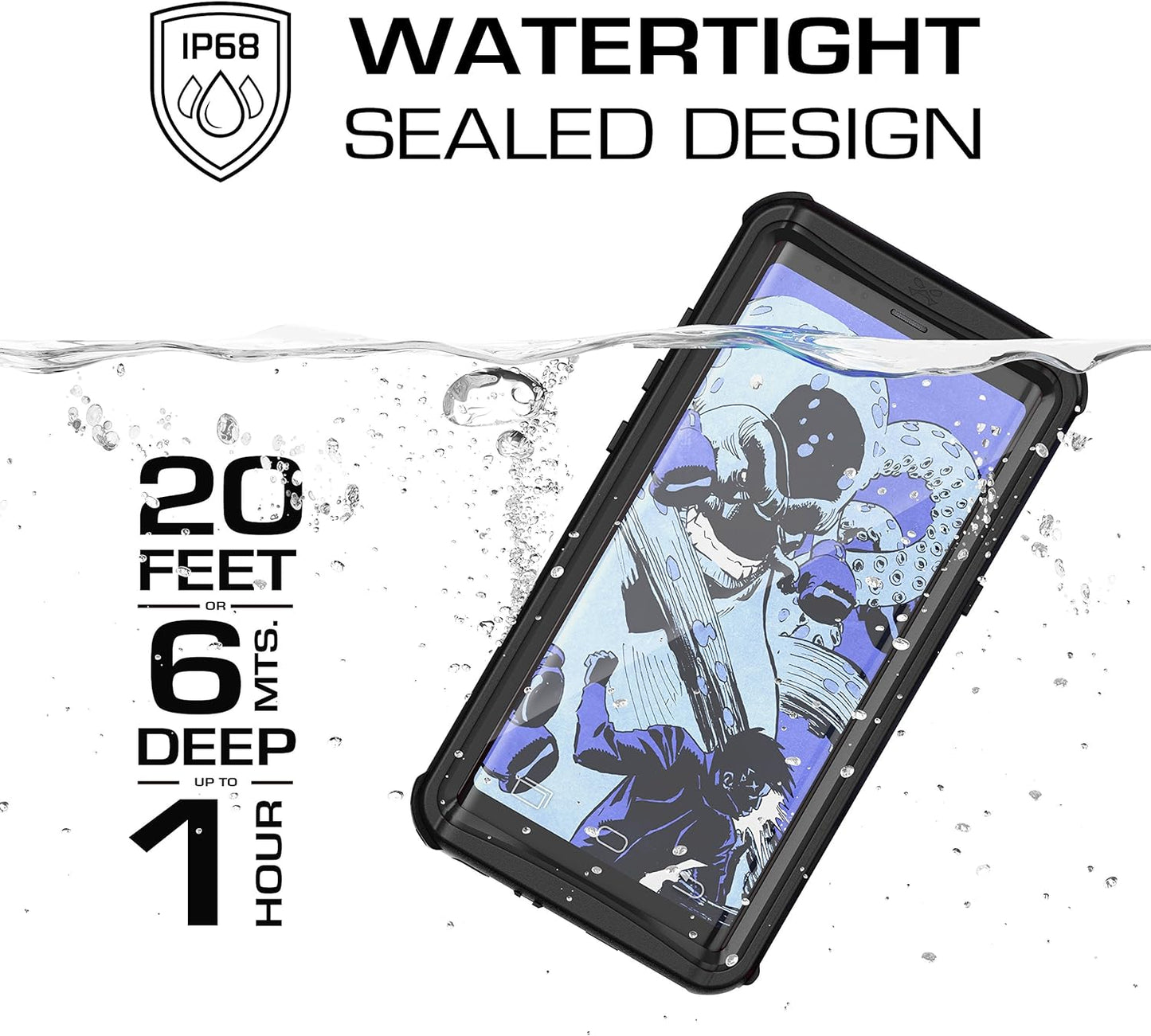 Ghostek Nautical Waterproof Galaxy Note 8 Case with Screen Protector - Slim Heavy Duty Protection (Black)  Ghostek   