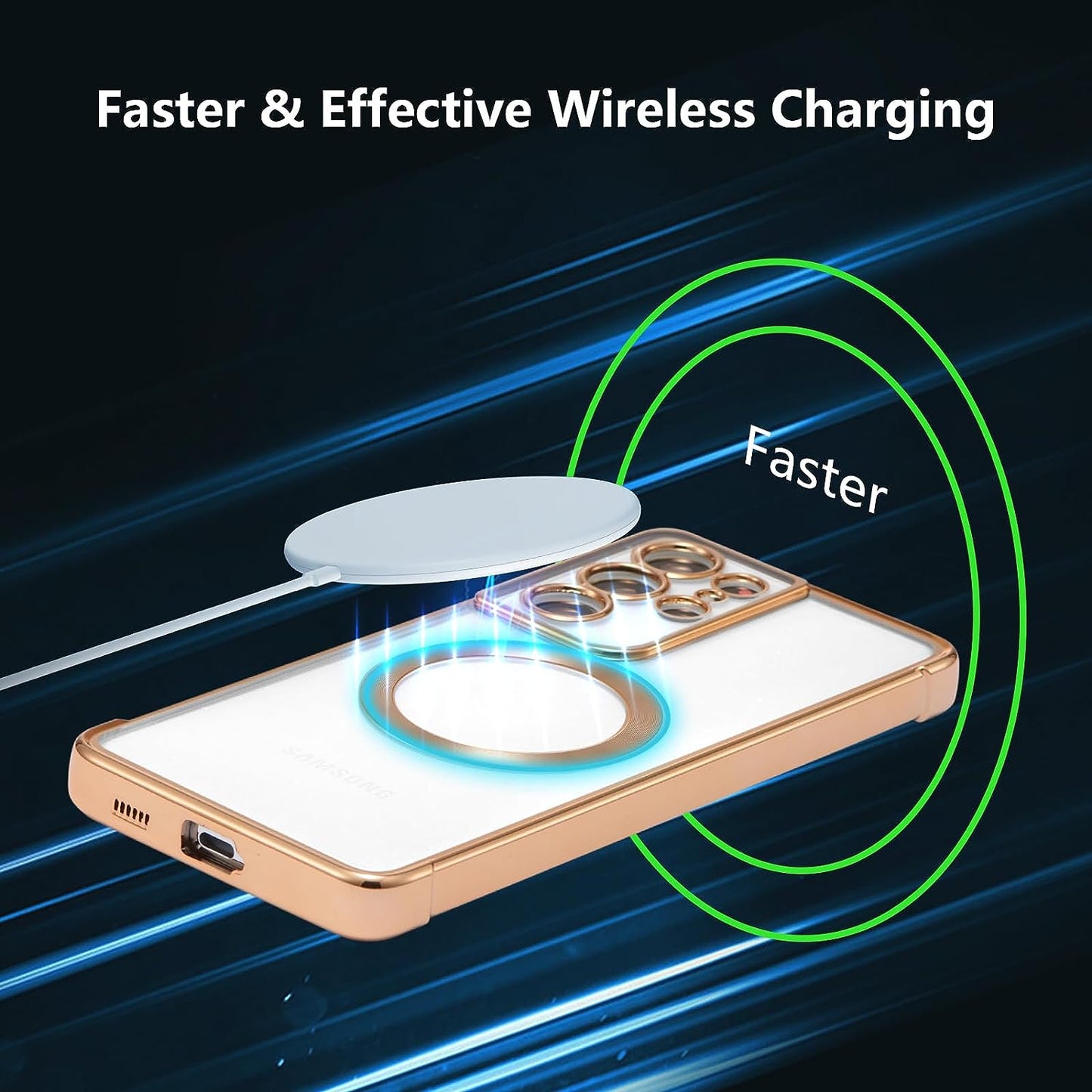 RALEAVO Magnetic Case for Samsung Galaxy S21 Ultra Clear Case Cover [Compatible with Magsafe & Military Grade Drop Protection] Transparent Shockproof Slim Plated Phone Case - Gold  RALEAVO   