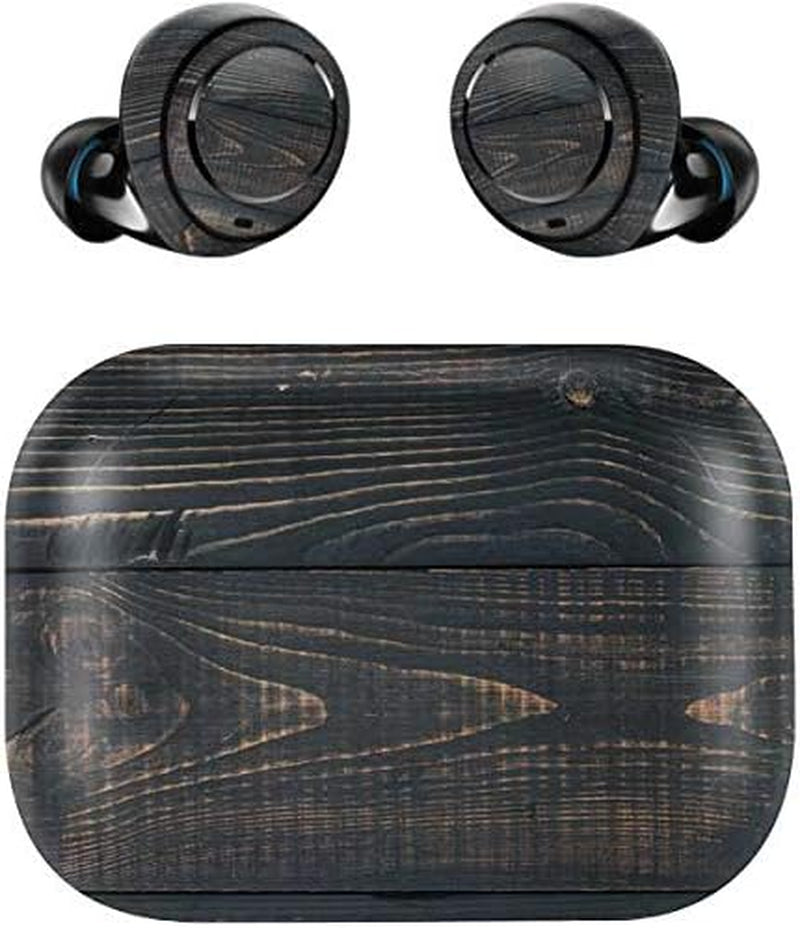 Skinit Decal Skin Compatible with Echo Buds - Officially Licensed Originally Designed Black Painted Wood Design  Skinit   