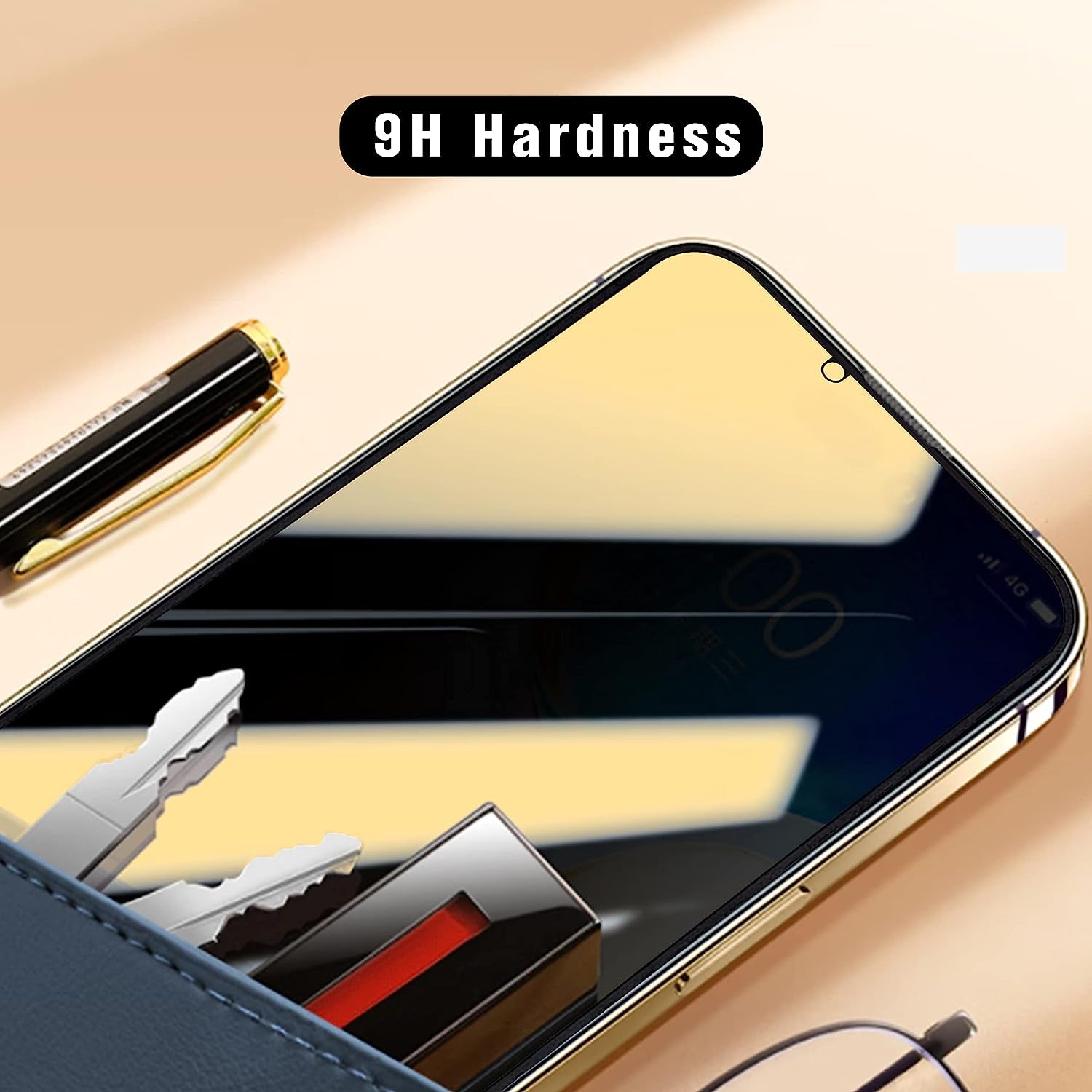 Heromiracle Privacy Screen Protector Compatible with Iphone 14 and Compatible with Iphone 13/13Pro anti Blue Light Eye Protection 2 Pack Mirror Tempered Glass Gradient Colorful Anti-Spy Full Coverage 9H Hardness Film (Gold 6.1 Inch)  Heromiracle   