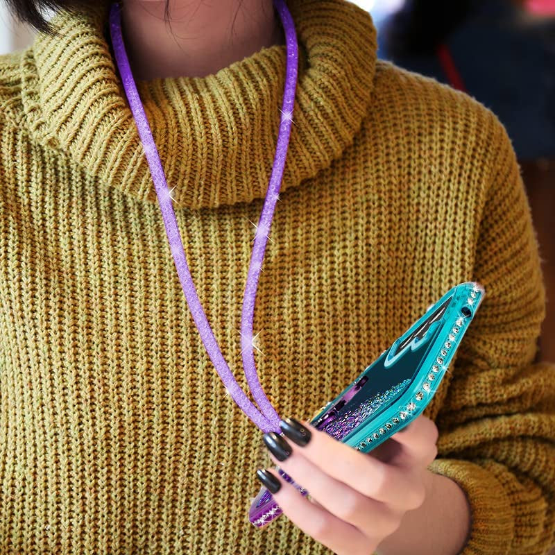 Silverback for Samsung Galaxy S22 plus Case, Moving Liquid Holographic Sparkle Glitter Case with Kickstand, Girls Women Bling Diamond Ring Slim Protective Case for Galaxy S22 plus - Purple  Silverback inc   