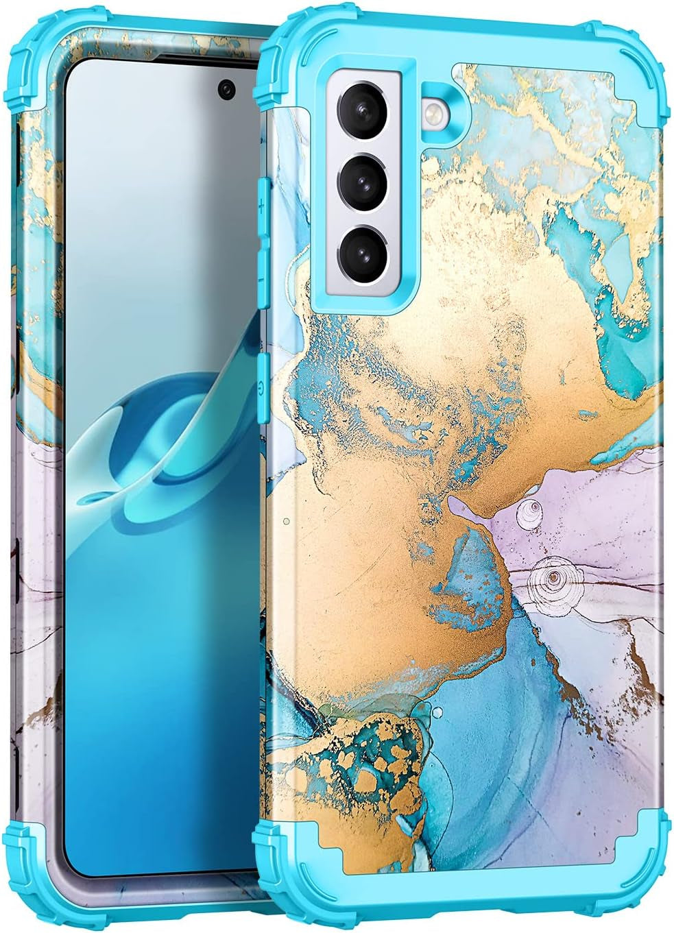 Rancase for Galaxy S21 5G Case,Three Layer Heavy Duty Shockproof Protection Hard Plastic Bumper +Soft Silicone Rubber Protective Case for Samsung Galaxy S21 5G 6.2 Inch,Purple Mandala  Rancase Blue/Purple  