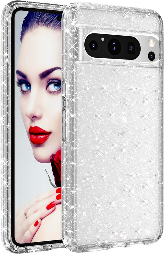 WATACHE for for Google Pixel 8 Pro Case, Cute Phone Case Shockproof Protective Bumper Slim Case for Pixel 8 Pro Case, Clear Glitter  WATACHE   