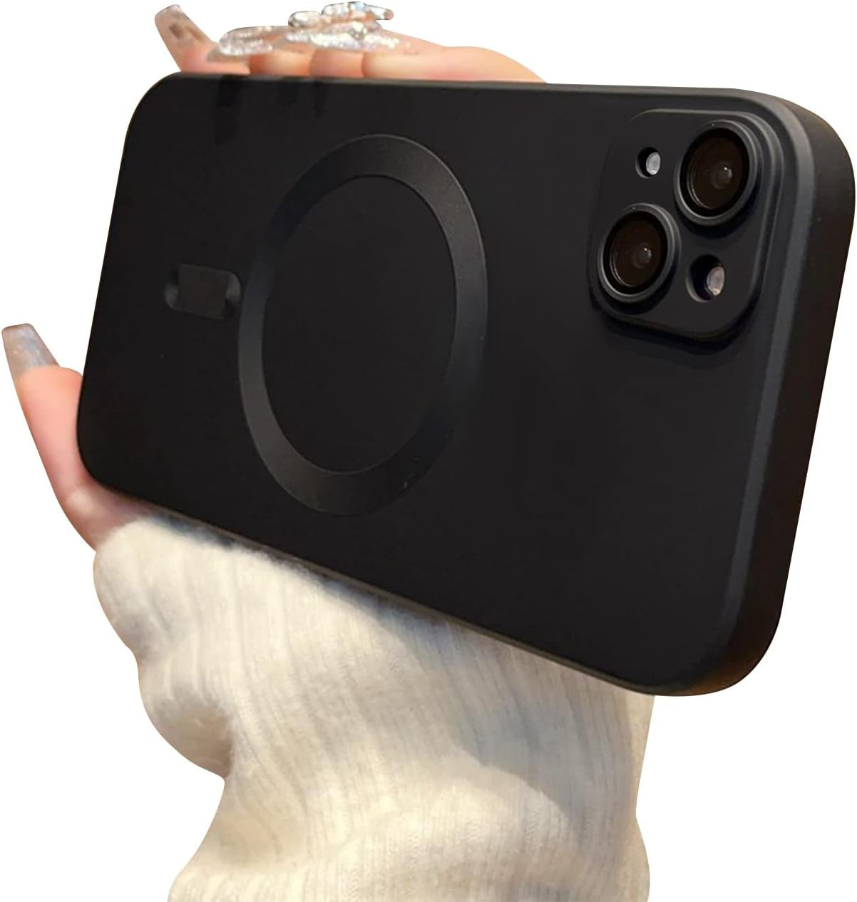 Fycyko Phone Case for Iphone 14 Pro Max Magnetic Case [Adaptation with Magsafe] Slim Cute Luxury Soft Silicone Design for Iphone 14 Pro Max 6.7'' with Camera Protector-Black  Fycyko   