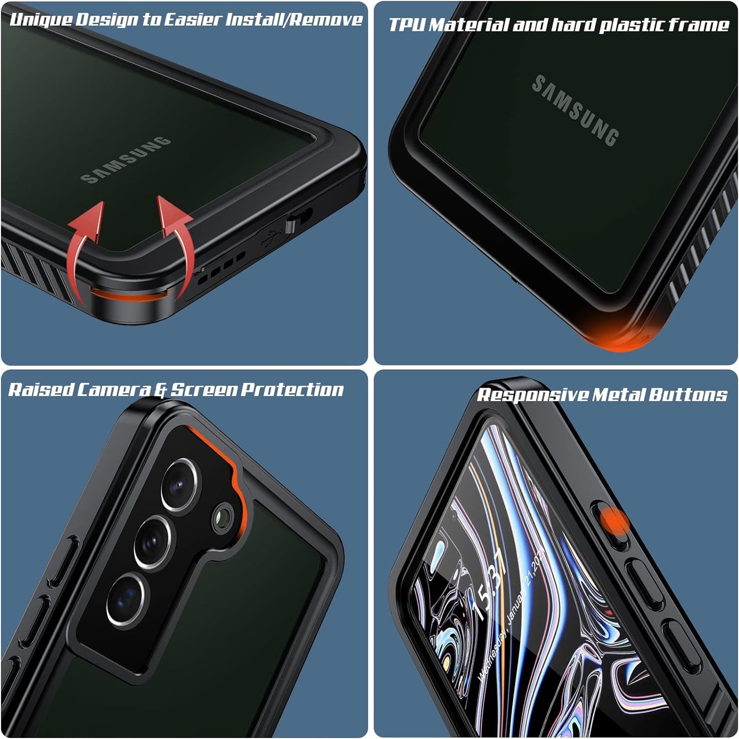 Joytra for Samsung Galaxy S22+ plus Case,S22 plus Case with Screen Protector,Ip68 Waterproof Shockproof Dirtproof Sandproof Full Body Heavy Duty Protective Case for S22 plus 5G 6.6 Inches (Black)  Joytra   