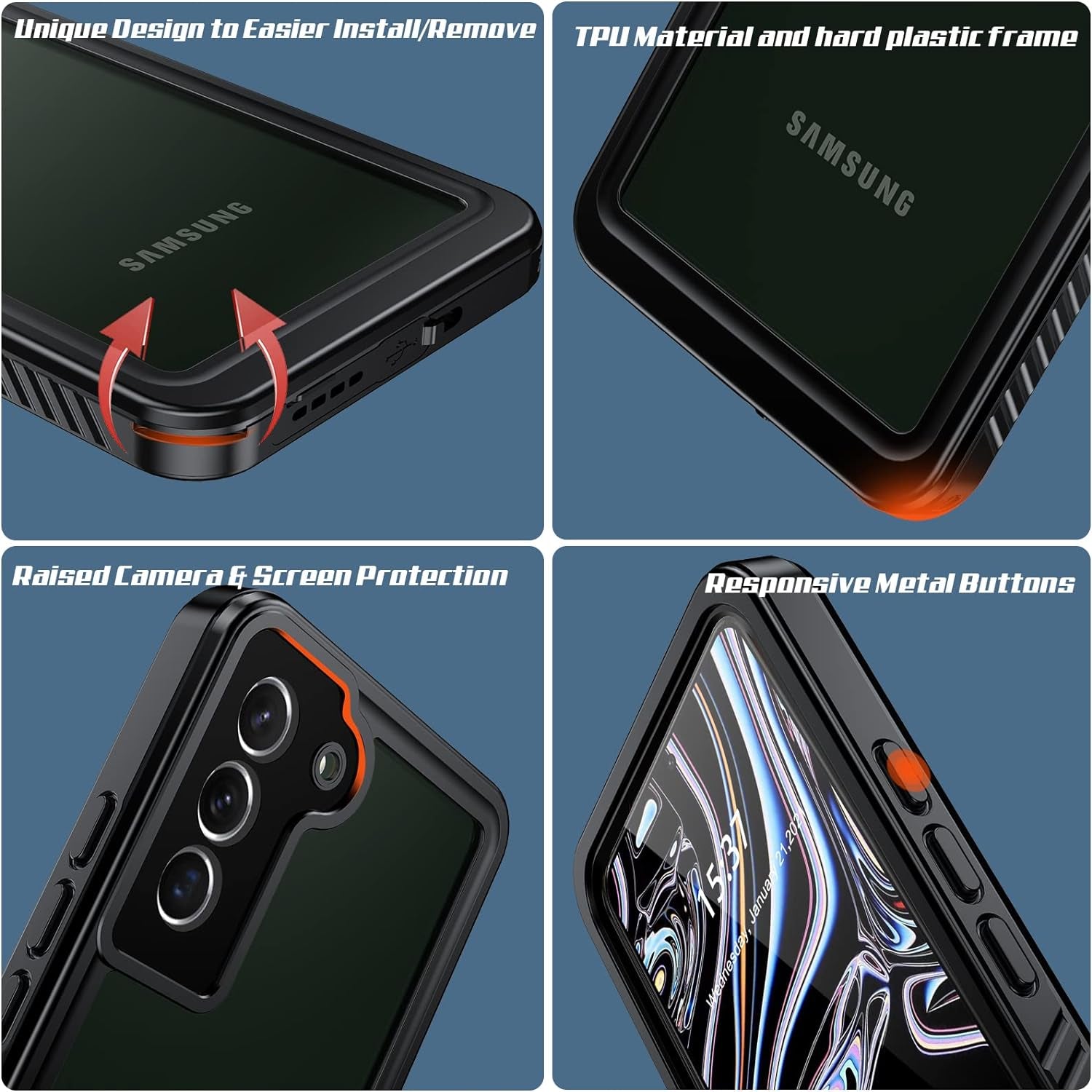 Joytra for Samsung Galaxy S22+ plus Case,S22 plus Case with Screen Protector,Ip68 Waterproof Shockproof Dirtproof Sandproof Full Body Heavy Duty Protective Case for S22 plus 5G 6.6 Inches (Black)  Joytra   