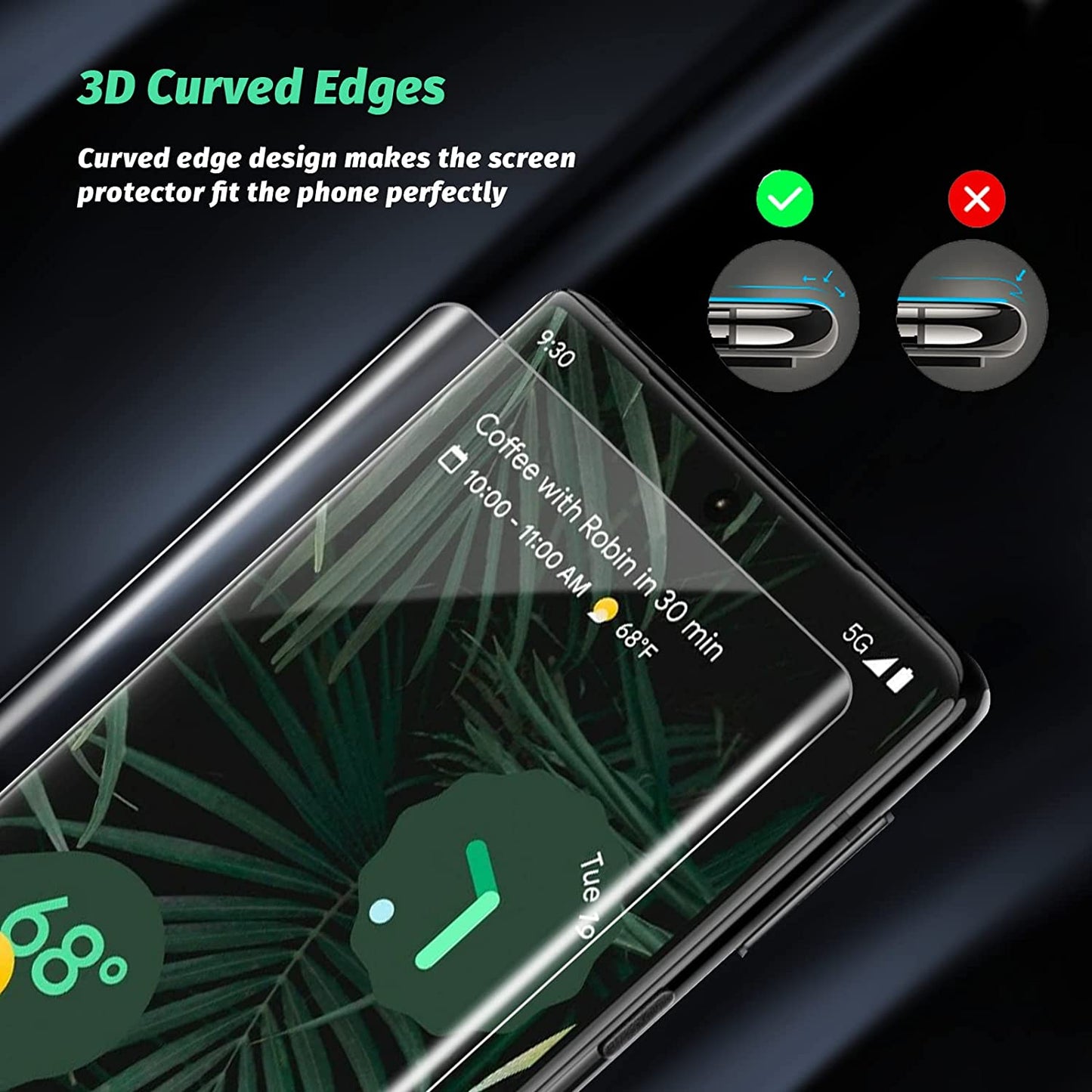 Asbellt 3 Pack for Google Pixel 6 Pro Screen Protector Tempered Glass 2 Pack UV Glass with 1 Pack Camera Lens Protector for Pixel 6 Pro 5G Support Fingerprint Reader Case Friendly (Clear)  AsBellt   