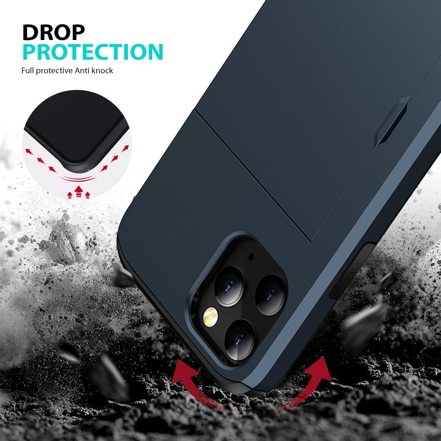 Zuslab Wallet Case Compatible with Apple Iphone 12 Pro Max, Cover with Card Holder, Shockproof anti Scratch Replacement for Iphone 12 Pro Max, with Screen Protector [X2Pack] Dark Blue  ZUSLAB   