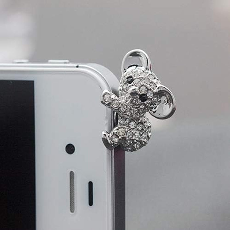 Connoworld 1 Pair 3.5Mm Universal Cell Phone Dust Plug Cute Koala Headphone Jack Stopper Gold  Connoworld Silver  