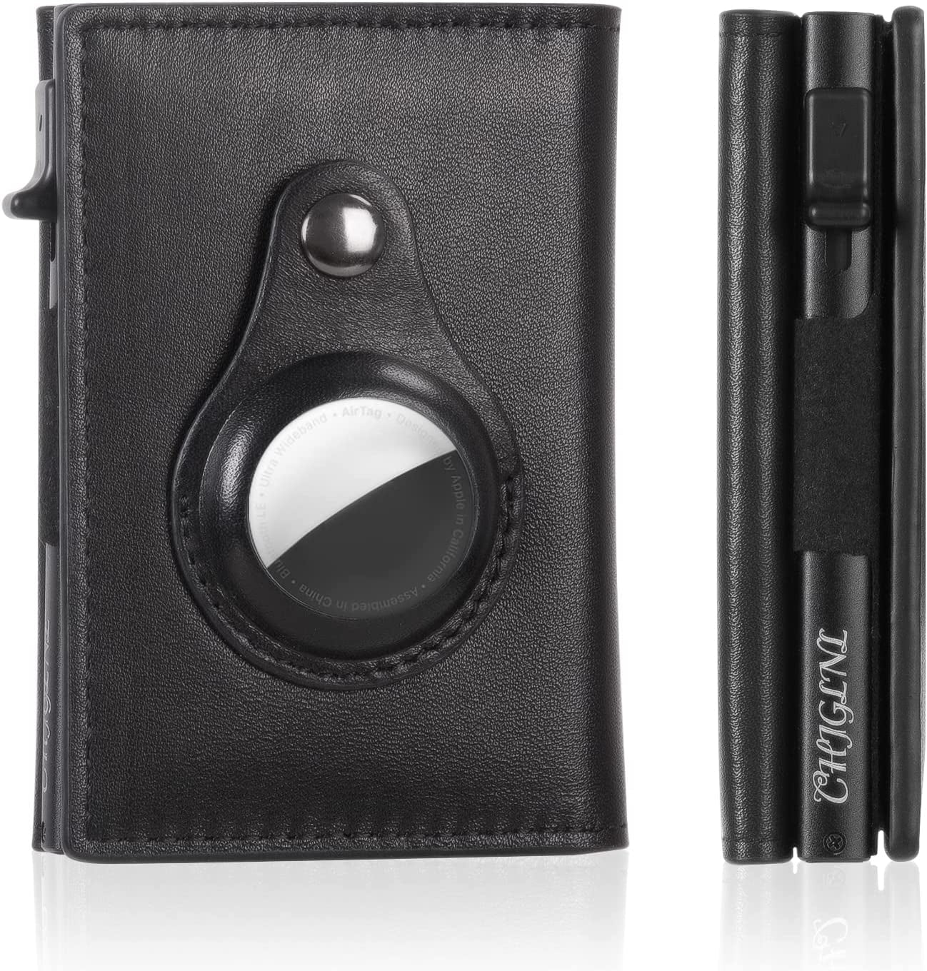 CHJGLNL Genuine Leather Slim Wallet for Men, Pop up Wallet RFID Blocking Money Credit Card Holder Minimalist Smart Wallet Ideal for Men'S Gift  CHJGLNL Grain Black  