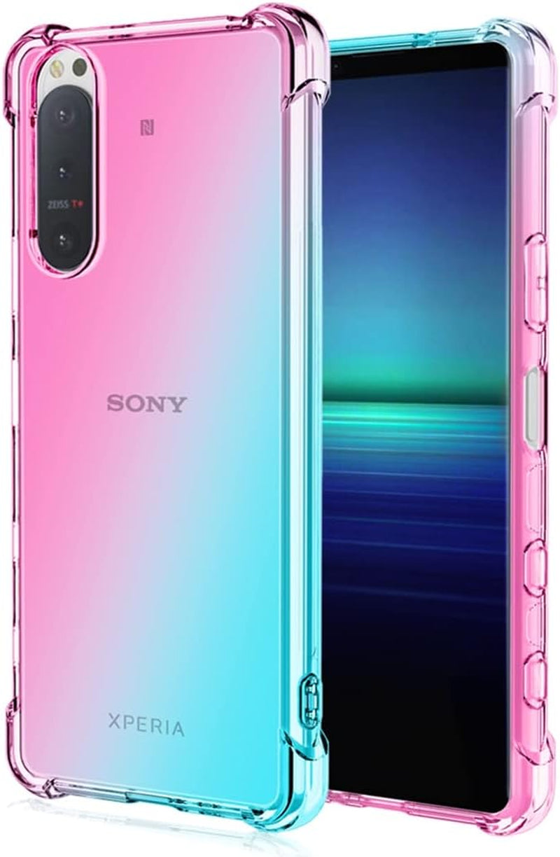 Ueokeird for Xperia 5 Ii/Xperia 5II 5G XQ-AS72 Case, Clear Cute Gradient Phone Case Slim anti Scratch Flexible TPU Cover Shockproof Protective Case for Sony Xperia 5 II (Pink/Green)  Ueokeird   
