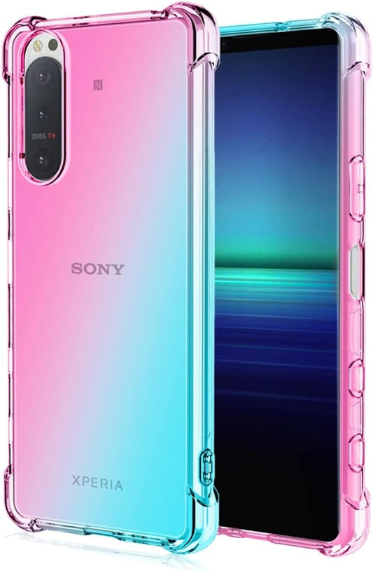 Ueokeird for Xperia 5 Ii/Xperia 5II 5G XQ-AS72 Case, Clear Cute Gradient Phone Case Slim anti Scratch Flexible TPU Cover Shockproof Protective Case for Sony Xperia 5 II (Pink/Green)  Ueokeird   