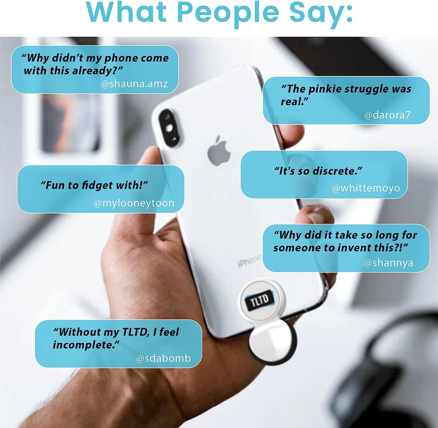 TLTD Premium Phone Grip Holder with 360°Rotation Pop Out Silicone Cushion Finger Grip for Iphone Samsung Smartphones with Secure Stick to Phone & Case Comfortable than Ring & Collapsible Strap (Black)  TLTD   