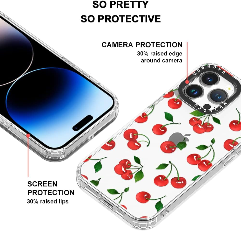 MOSNOVO Compatible with Iphone 14 Pro Max Case, [Buffertech 6.6 Ft Drop Impact] [Anti Peel off Tech] Clear TPU Bumper Women Girl Phone Case Cover with Cute Cherry Designed for Iphone 14 Pro Max 6.7"  MOSNOVO   