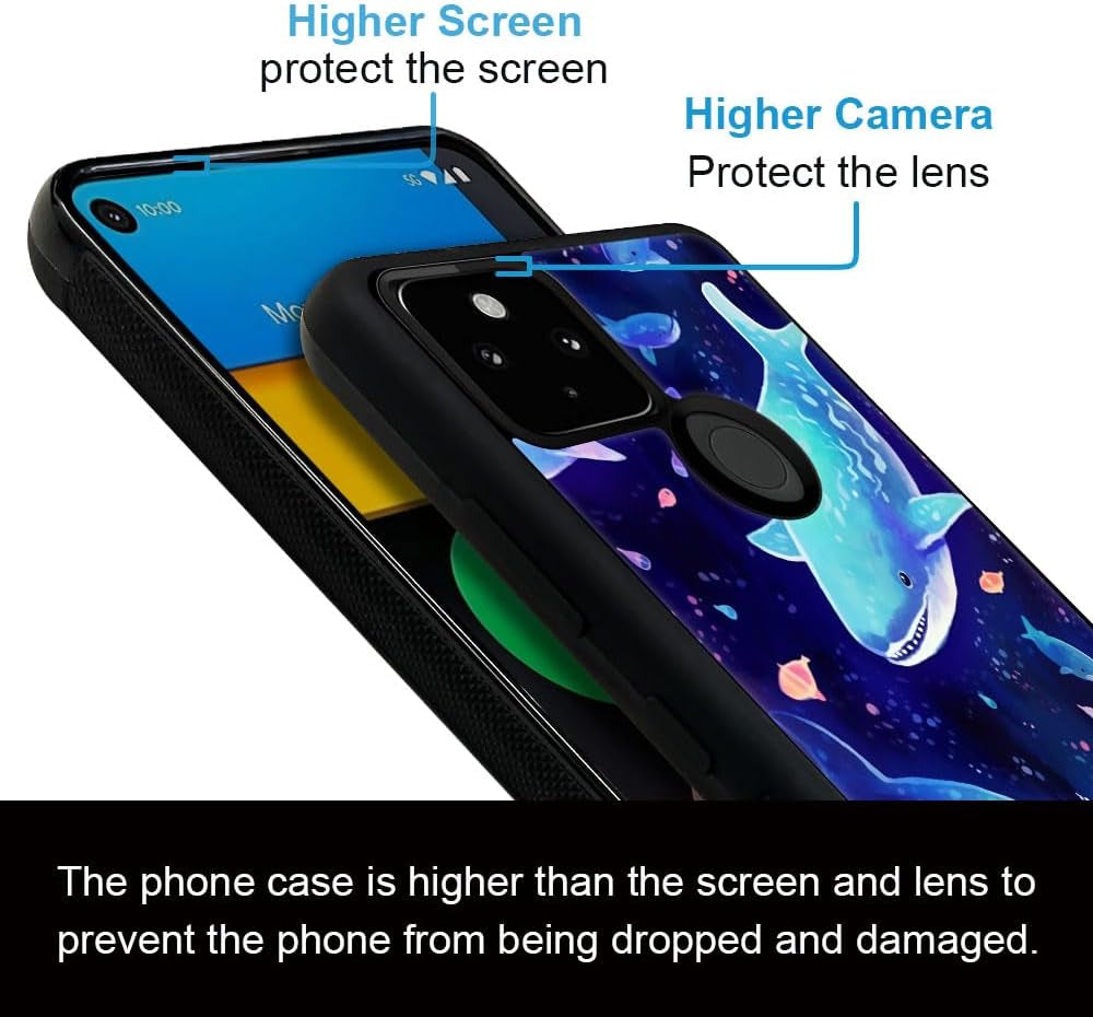 CARLOCA Compatible with Google Pixel 5 Case,Corlorful Purple Shark Pattern Design for Girl Boy Shockproof Anti-Scratch Case for Google Pixel 5  CARLOCA   