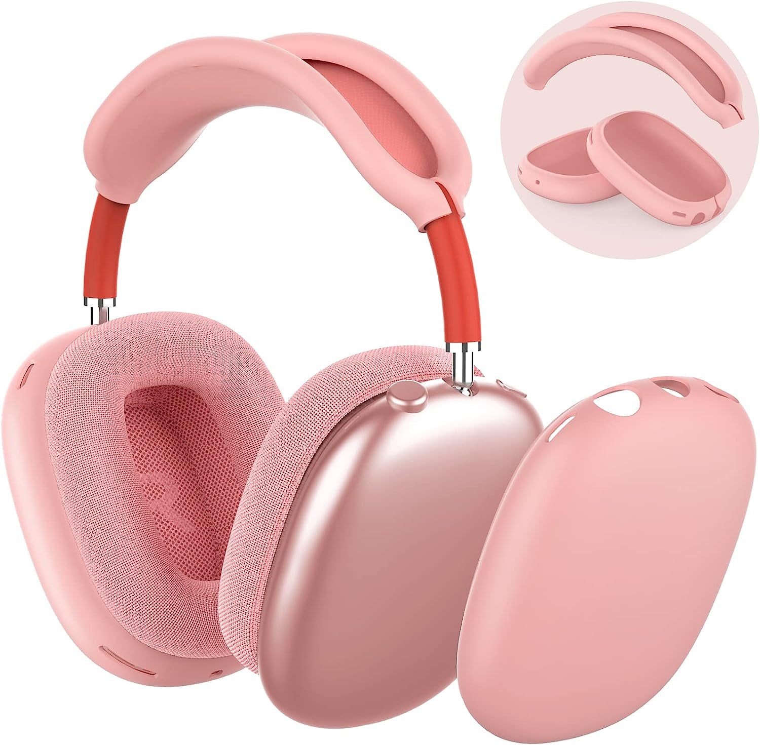 NIUTRENDZ Silicone Case Cover for Airpods Max with Headband Protective Ear Cups Covers Accessories【Anti-Fingerprint, Anti-Scratch & Anti-Dust】 (White)  NIUTRENDZ Pink  