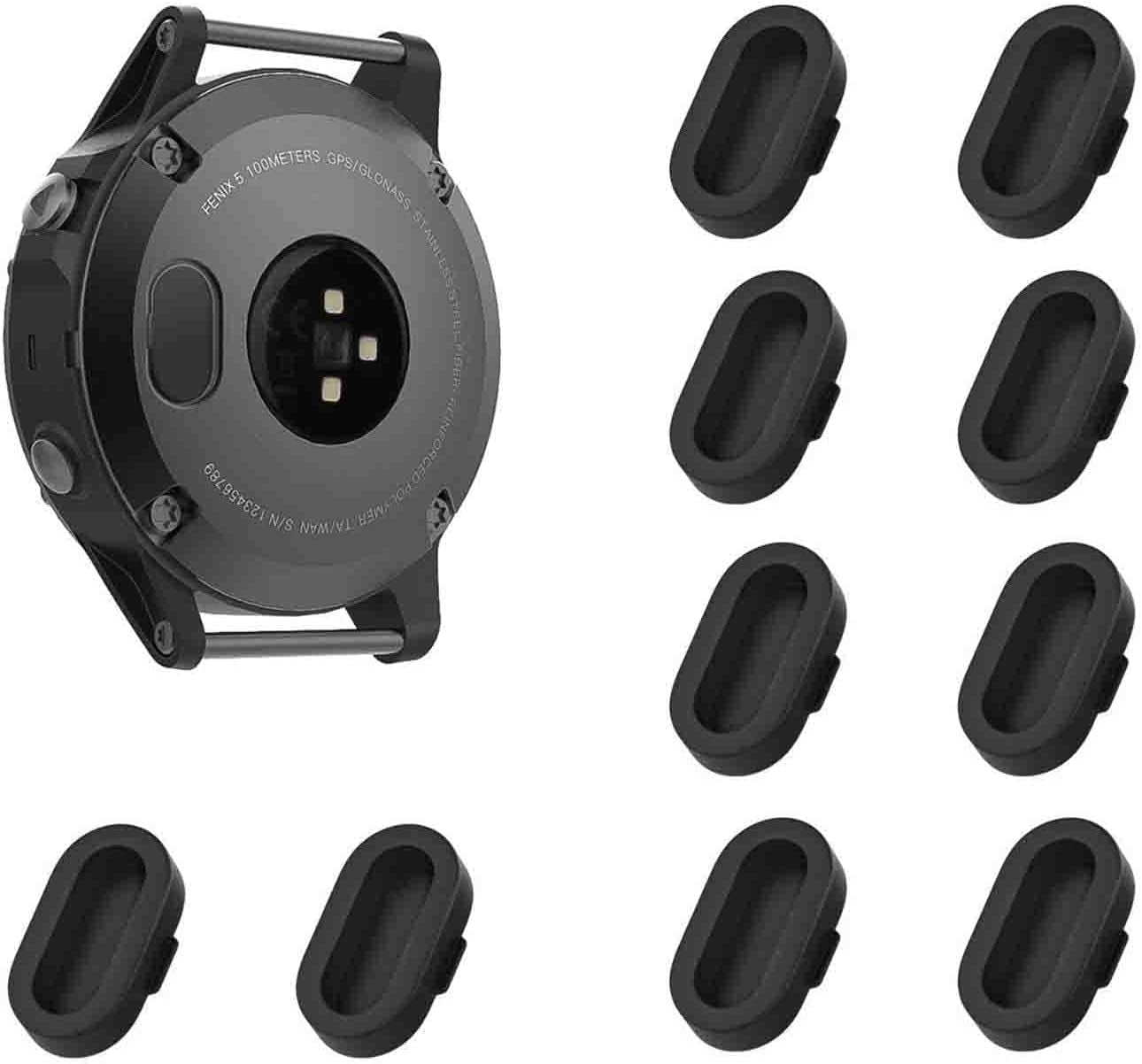 KELIFANG Dust Plug 10 Pack Garmin Fenix 7/7S/7X Solar/5/5S/5X/6/6S/6X/6 Pro/6S Pro/6X Pro, Silicone anti Dust Cap Charger Port Protector Forerunner 935, Vivoactive 3/4/4S, Venu 2, Instinct 2, Black  KELIFANG   