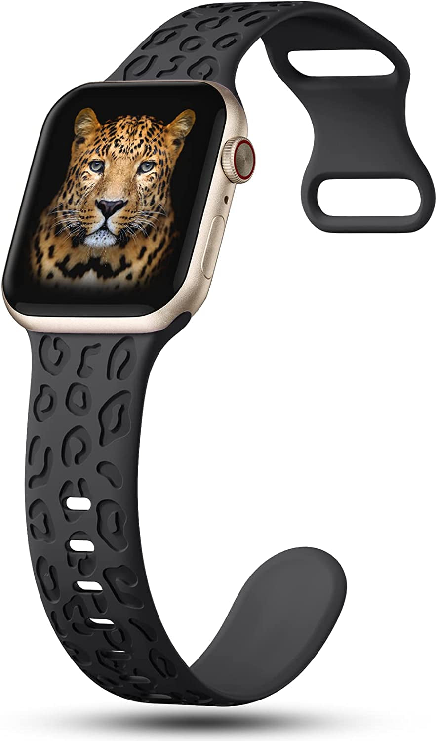 Creategreat Engraved Bands Compatible with Apple Watch Band 45Mm 44Mm 42Mm 41Mm 40Mm 38Mm, Leopard Flower Boho Pattern Soft Silicone Strap Compatible with Iwatch Series 8 7 6 5 4 3 2 1 SE, Women Men  CreateGreat   