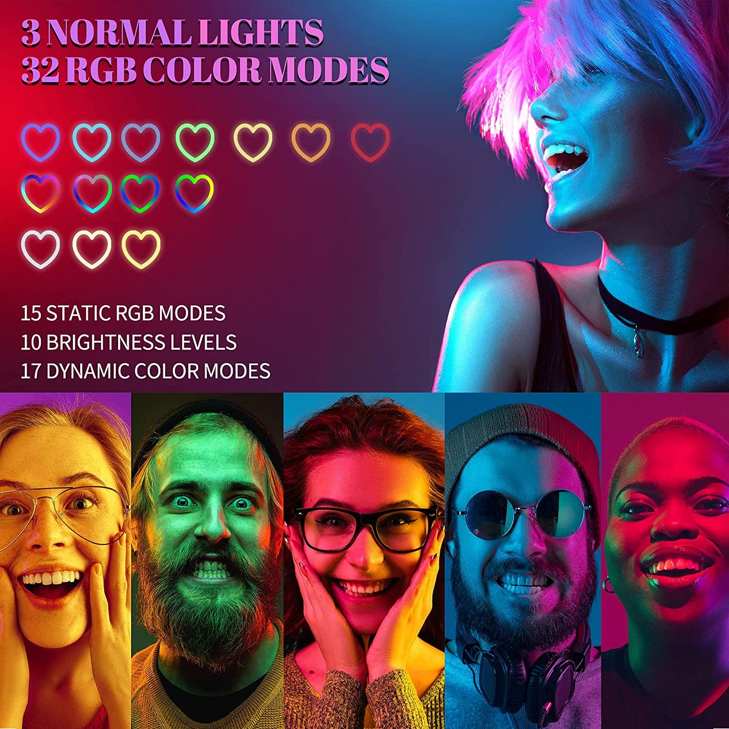 Orionstar 6" Ring Light with Holder for Phone, Selfie Ring Light with Flexible Gooseneck Stand and Clip for Desk, Adjustable LED Brightness, 3+32 RGB Modes, Live Stream, Video, Photography  Orionstar   