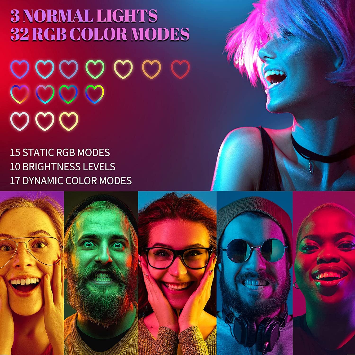 Orionstar 6" Ring Light with Holder for Phone, Selfie Ring Light with Flexible Gooseneck Stand and Clip for Desk, Adjustable LED Brightness, 3+32 RGB Modes, Live Stream, Video, Photography  Orionstar   