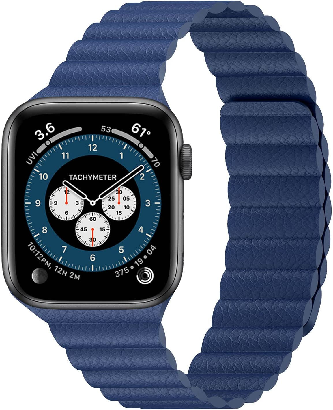 INI Compatible with Apple Watch Band 49Mm 45Mm 44Mm 42Mm 41Mm 40Mm 38Mm - Enhanced Adjustable Leather Strap with Magnetic Closure System for Iwatch Series Ultra/8/7/Se/6/5/4/3/2/1 - Black  INI Technologies Navy 42mm/44mm/45mm/49mm 6.0"-8.0" 