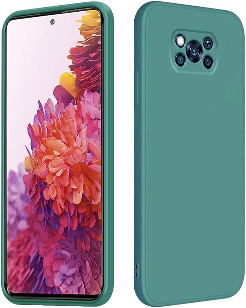Wousunly Compatible with Poco X3 Pro Case Silicone Liquid Dark Green, Soft Smooth Touch Xiaomi Poco X3 NFC Phone Case Silicone Shockproof Thin Cover (Xiaomi Poco X3 Pro, Blue)  Wousunly Dark Green Xiaomi Poco X3 Pro 